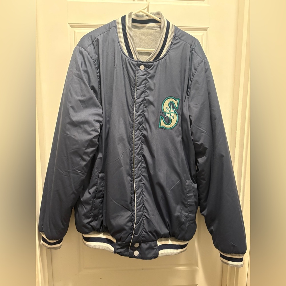 Seattle Mariners Embroidered Reversible Full Snap Fleece Jacket- size adult 2XL